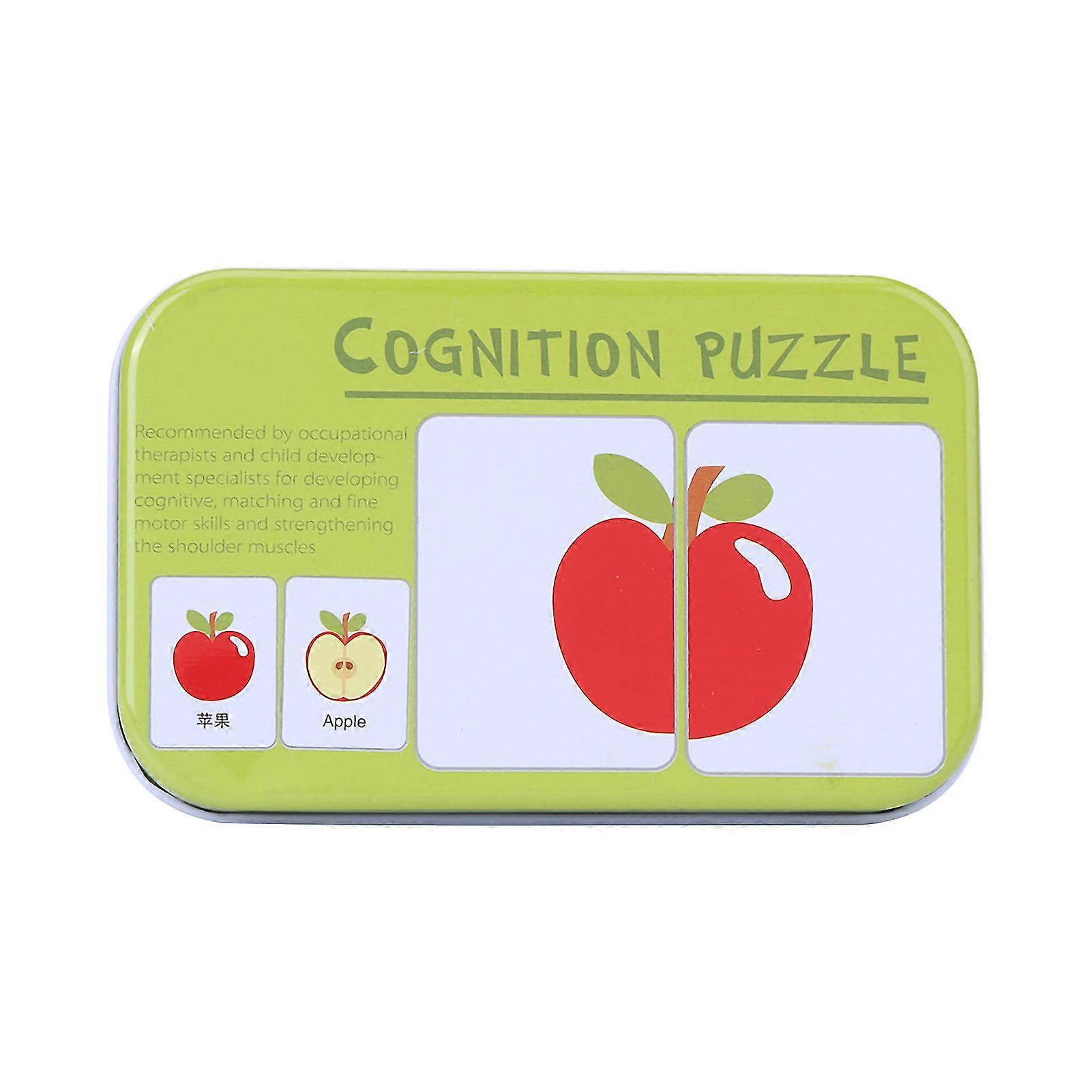 Baby Educational Toy - Preschool Cognitive Learning Training Puzzle Cards with Fruits Design and Iron Box