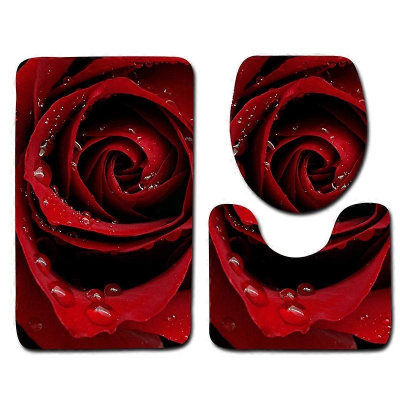 3pcs Valentines Day's Bathroom Rugs Bathroom Carpet Set Mat Toilet Mat Set