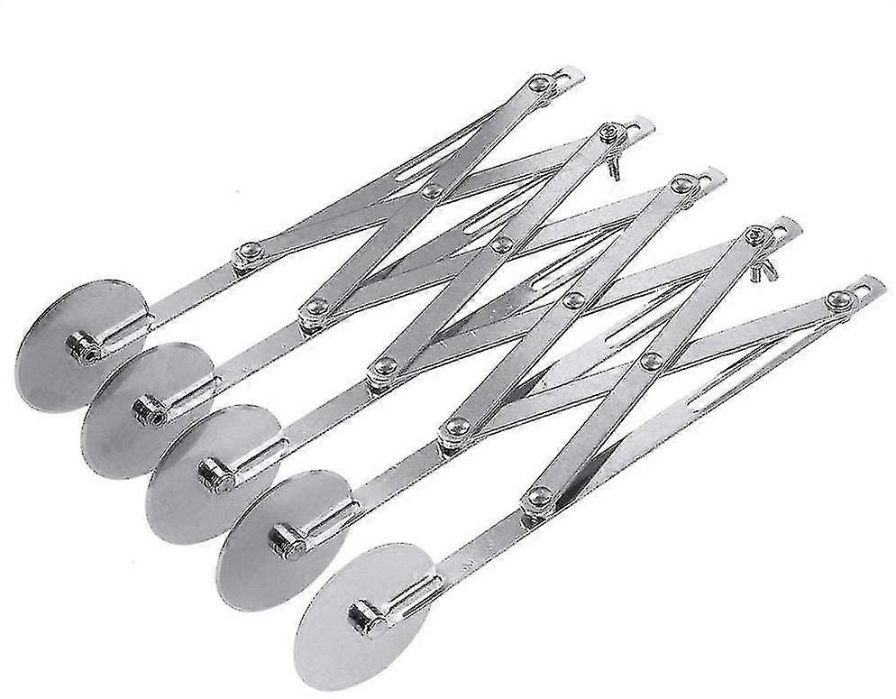 5 عجلات تقطيع المعجنات، الفولاذ المقاوم للصدأ تلسكوبي تقطيع البيتزا، متعدد العجلات القاطع، مقسم العجين