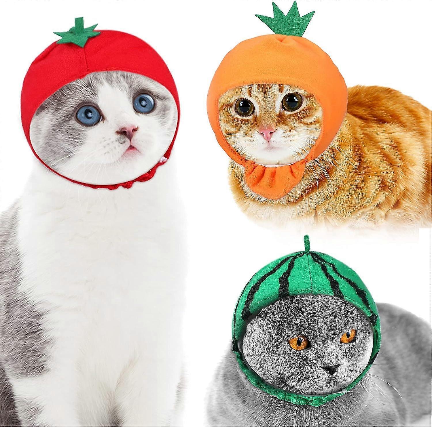 Cat Cap Pet Hat - 3pcs Set | Soft Hats for Small Cats