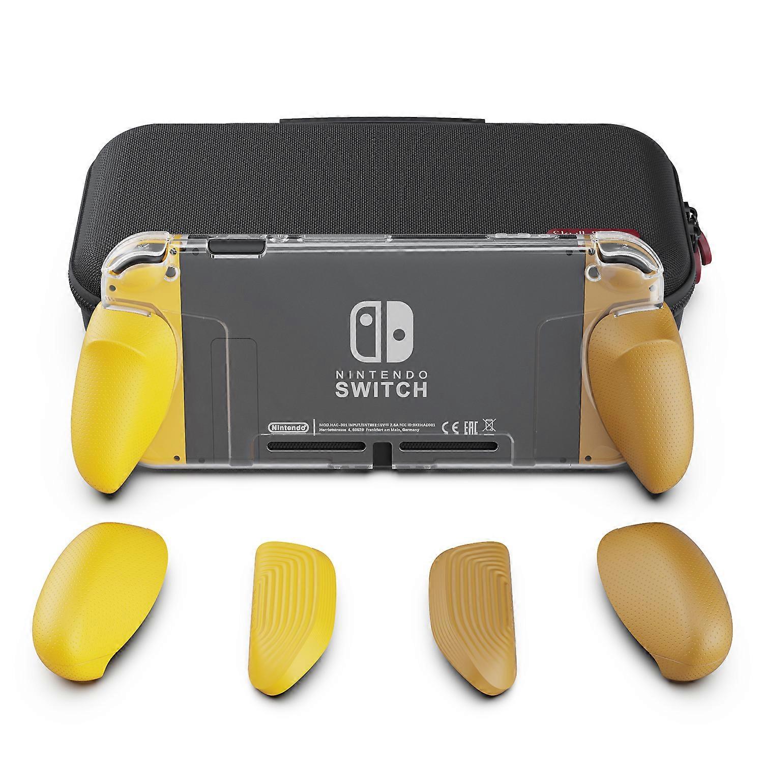 Skull & Co. GripCase Crystal with Replaceable Grips Transparent Protective Cover MaxCarry Case Storage Bag for Nintendo Switch