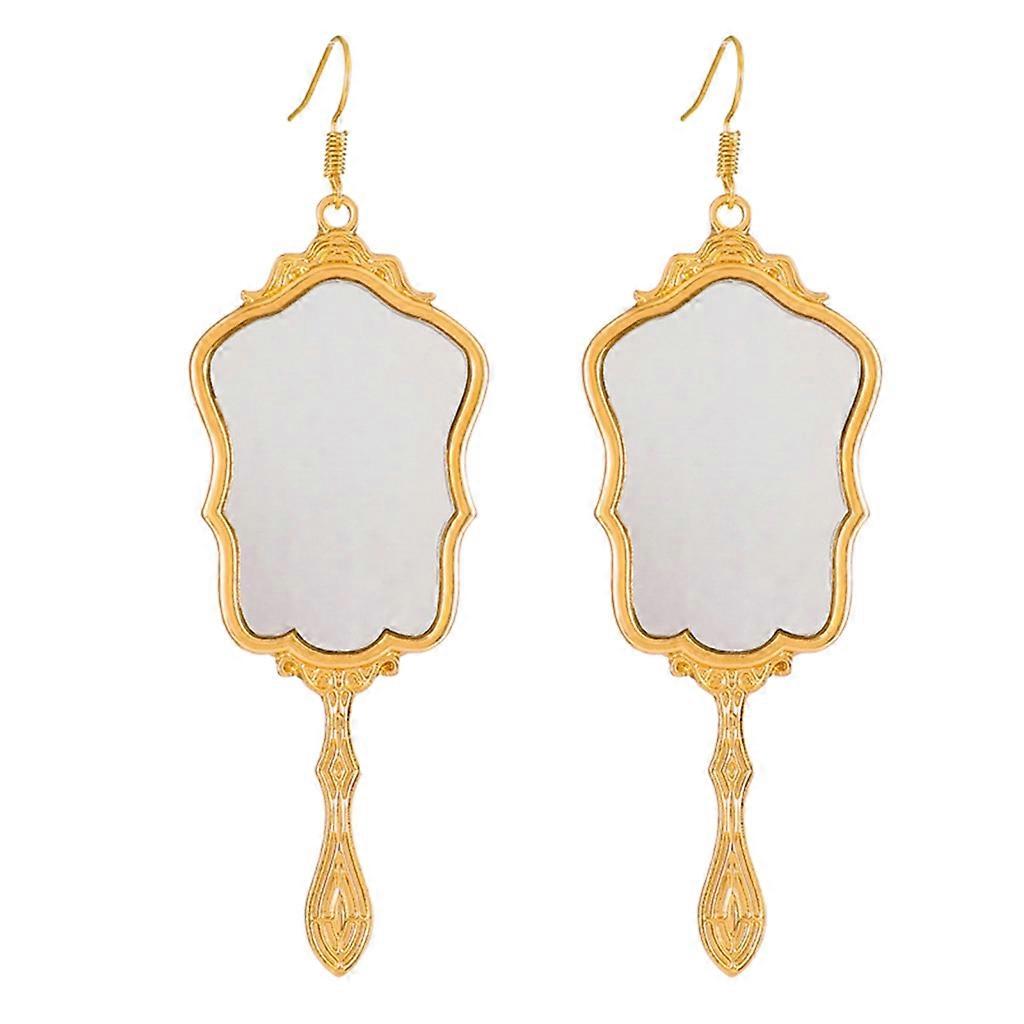 Unique Mini Makeup Mirror Dangle Earring Ear Drops Ornaments Exquisite Jewelry