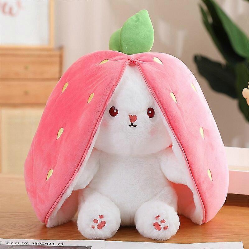 Easter Reversible Bunny Plush Soft Plush Stuffed Fruit Transforming Bunny Gift for Kids Kawaii Peluche Toy Easter Gifts25CMFireBrick Remote Control Ro