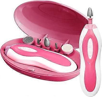Rose-5 in 1 Electric Nail Polisher Manicure and Pedicure Kit with 5 Tips 2 Speeds 4 Modes LED Light Electric Nail Grinder for Home Use Hand and Foot C