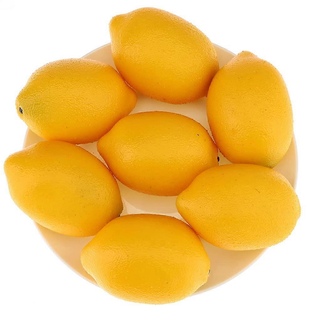 8pcs Artificial Lifelike Simulation Yellow Lemon Fake Fruit