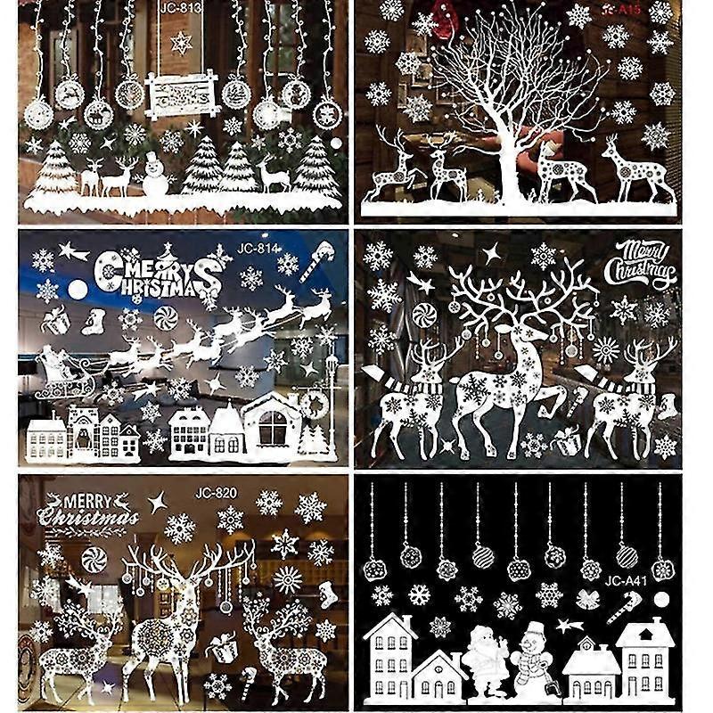 2 Pack Christmas Double Side Window Christmas Window Decorations Static Window Clings For Window Xmas Santa Reidder Window Decals Kids Window St