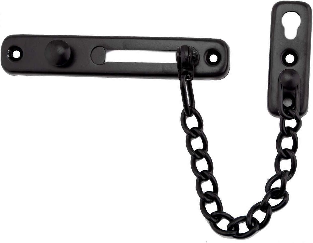 Stainless Steel Chain Door Lock with Spring Anti-Theft Push-to-Latch Door Hardware, Add Extra Security to Home Security (Black)