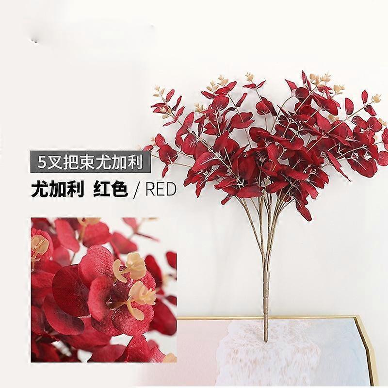 Simulation Plant Wall Big Handle Bundled Plastic Eucalyptus Flower Arrangement Material Soft Gum Eucalyptus