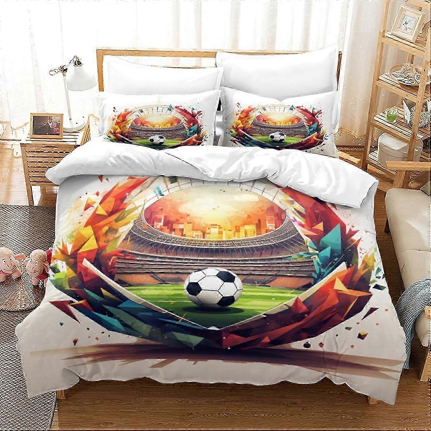 J2256 ملاءات السرير غطاء لحاف كرة القدم 3 قطع غطاء لحاف جودة الفندق مجموعات الفراش أغطية السرير مع أكياس الوسائد مع إغلاق بسحاب فائق النعومة Hypoalle