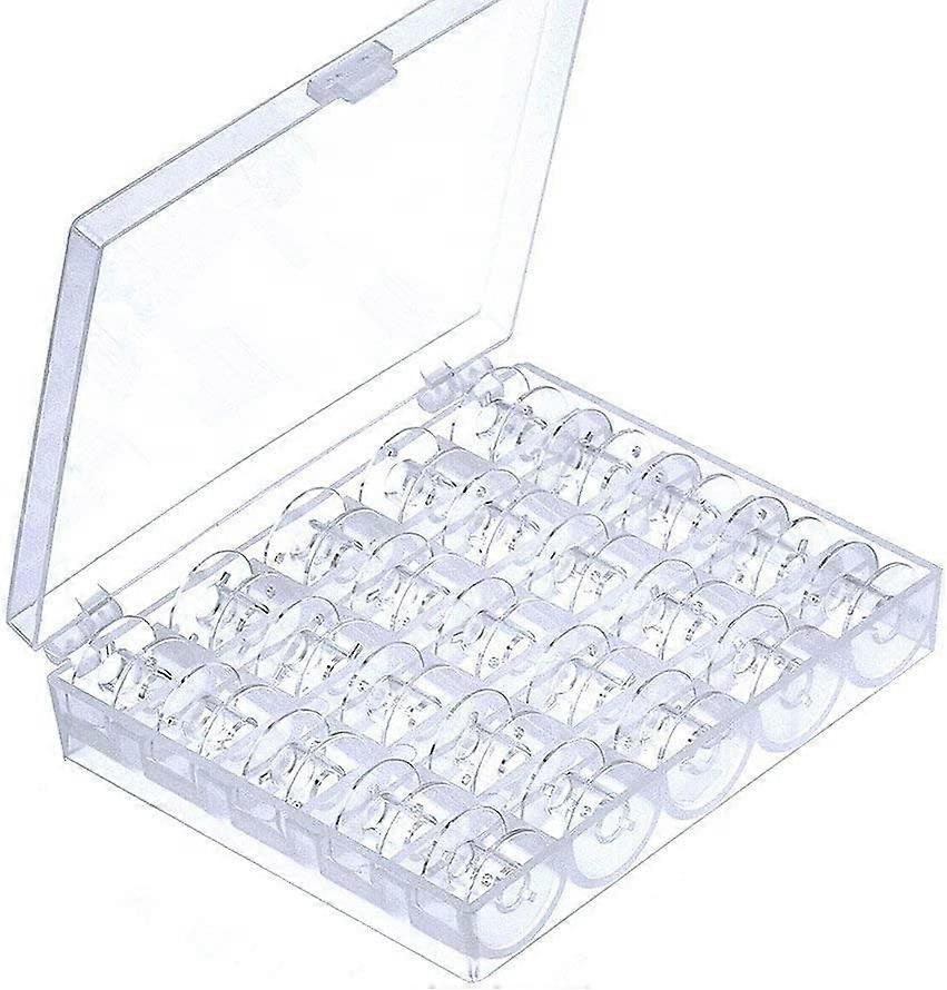25pcs Clear Plastic Sewing Machine Bobbins with Bobbin Cases