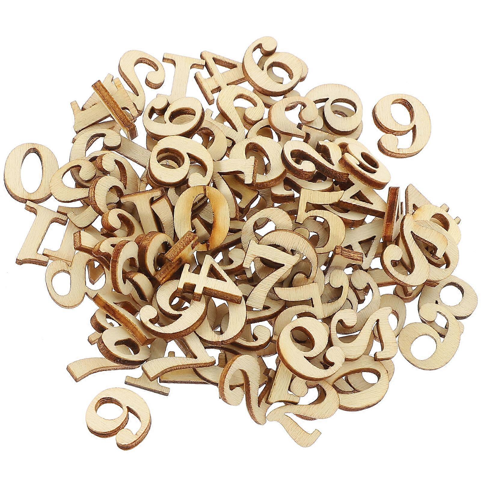 100pcs 15mm DIY Doodle Educational Toy Small Natural Wooden Slice Scrapbooking Embellishments DIY Craft Decor (Number Pattern)