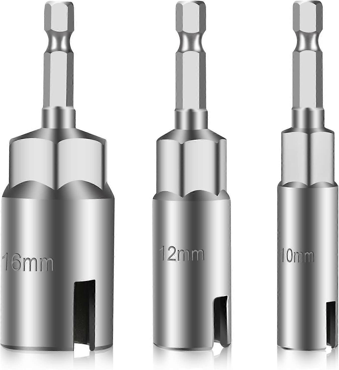 3 Pack Hex Shank Nut Driver, 1/4" Hex Shank Power Wing Nut Driver Set, Slotted Wing Nut Hook Drill Bit Socket Wrench Panel Nut Screw Tool Eye C Hook B