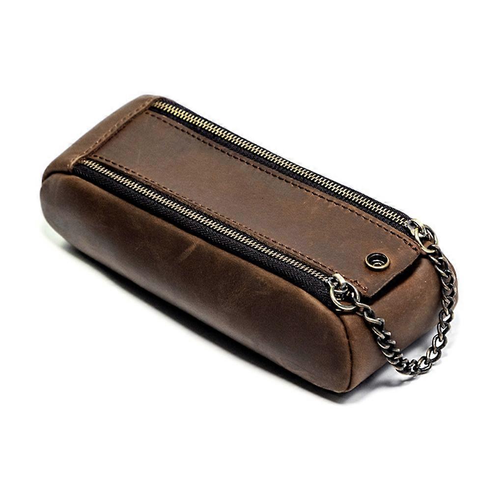 Zip Pouch Pen Pencil Case Bag Multifunctional Vintage Creative- Leather Pouch
