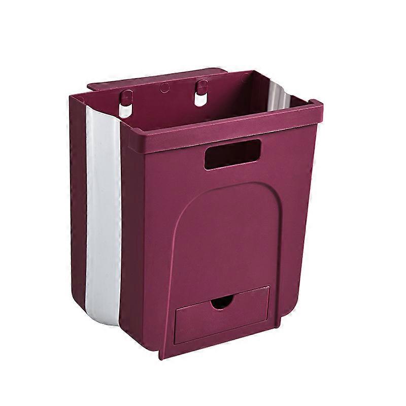 Foldable Kitchen Trash Can 10L Hanging Trash Bin , 2PCS,Red