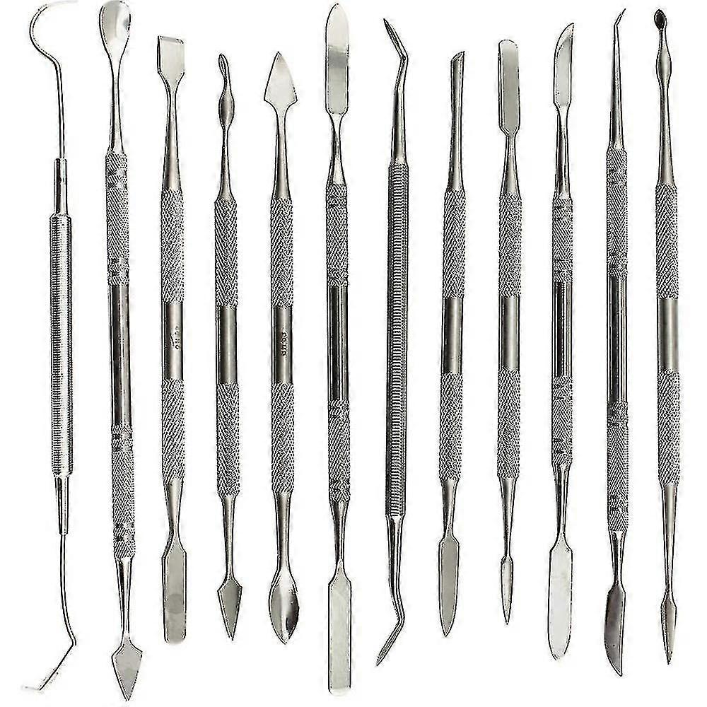 12 Pcs Wax Carvers Set Double Ended Dental Wax Modeling Sculpting Tools Dental Picks Polymer Potter