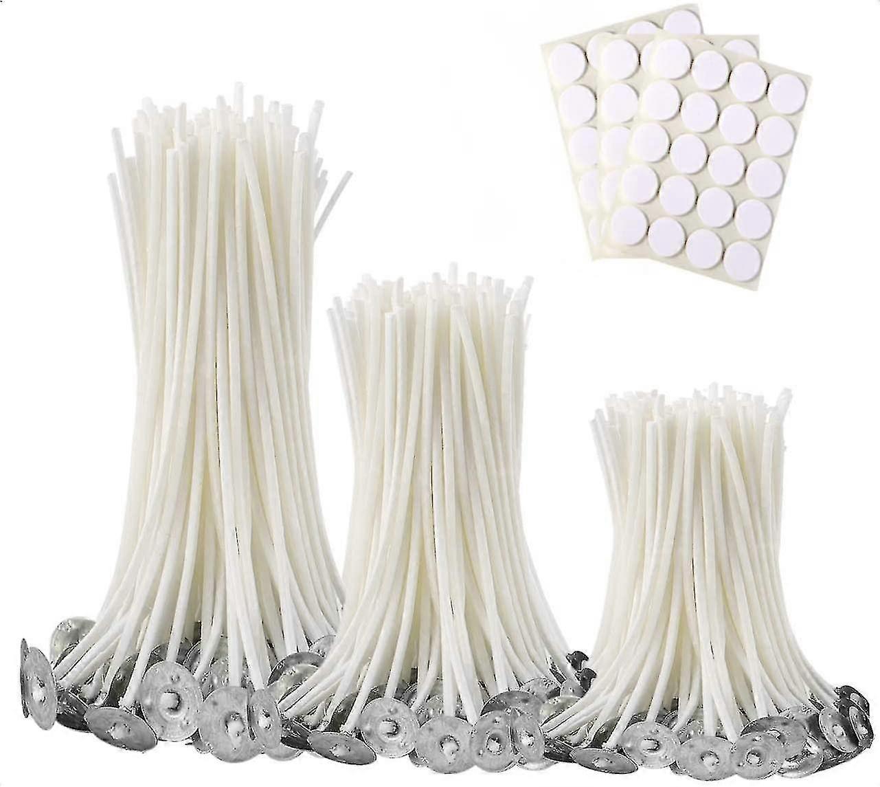 300pcs Functional Smokeless Candle Wicks,100pcs Wicks Sticker