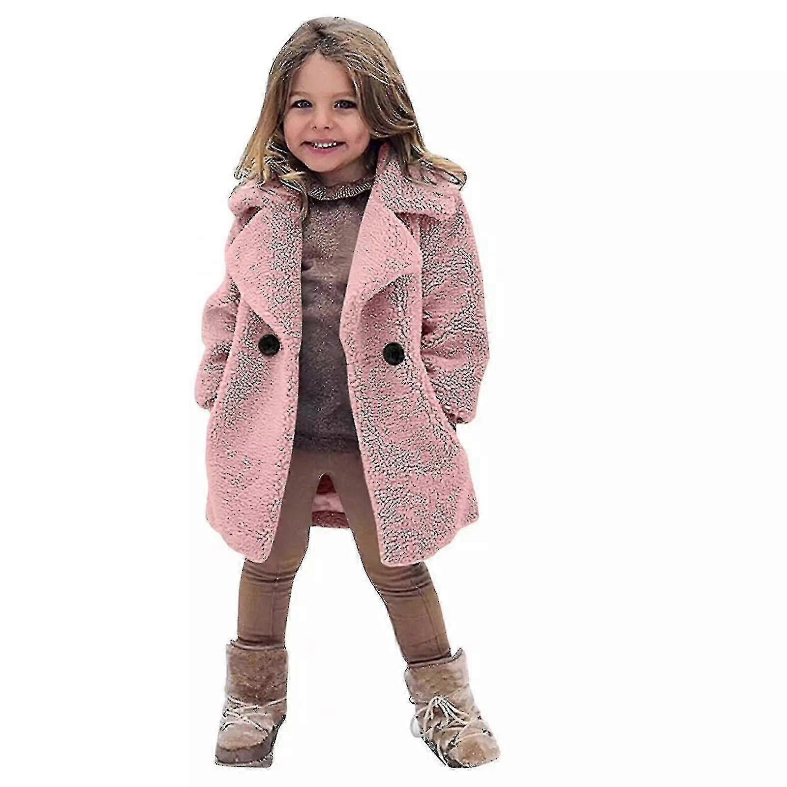 Warm Lamb Wool Winter Coat New Solid Color Lapel Children's Coat Coat