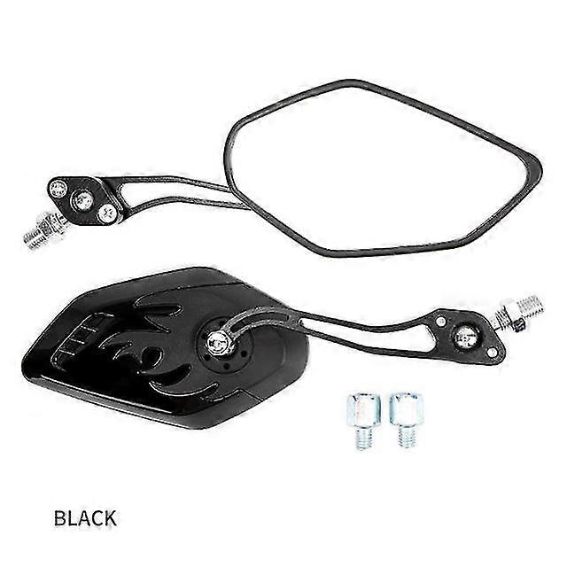 1 Pair Motorcycle Rearview Mirror Flame Pattern Reversing Mirror Electric Scooter Accessories For 8mm/10mm