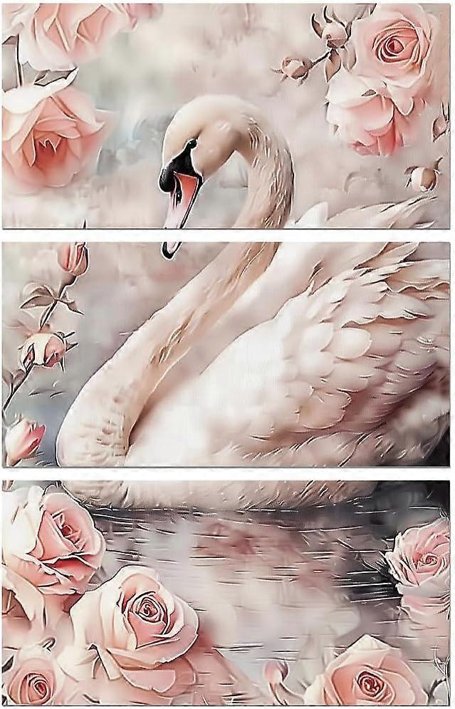 Rub on Transfer Decals for Furniture Crafts Decor 6"x12" Vintage Swan and Rose 3Pcs Waterproof UV DTF Transfer Sticker for Lingerie Chests Drawer Dres