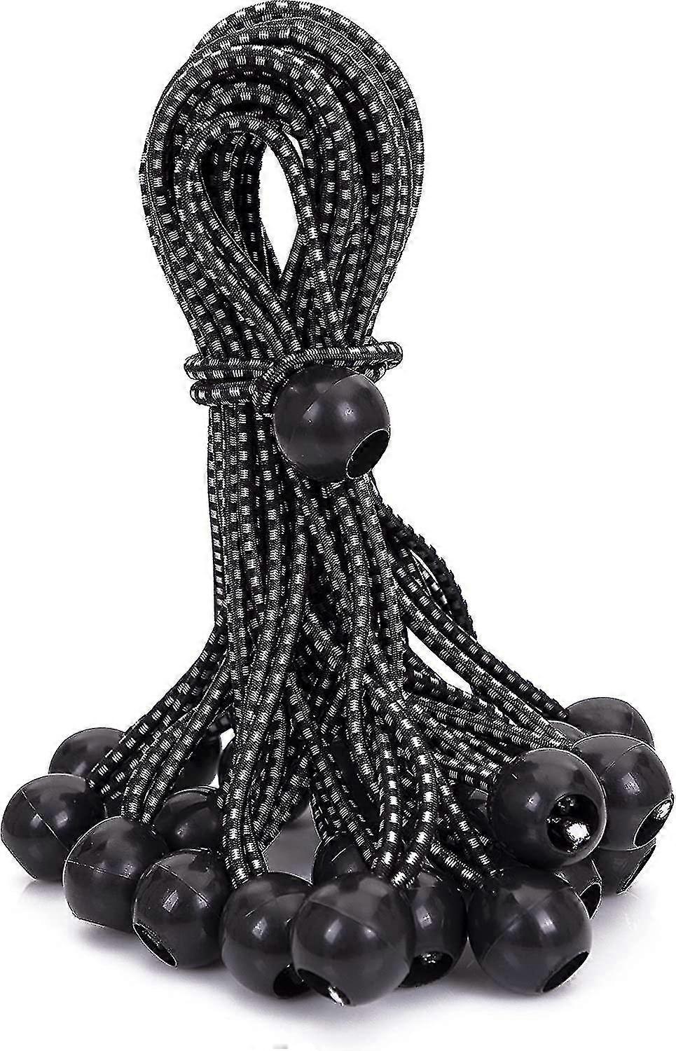 Ball Bungee Cords With Elastic String For Canopy, Tarp, Straps, Tent, Poles And Wires, 6-inch (25-count), Black