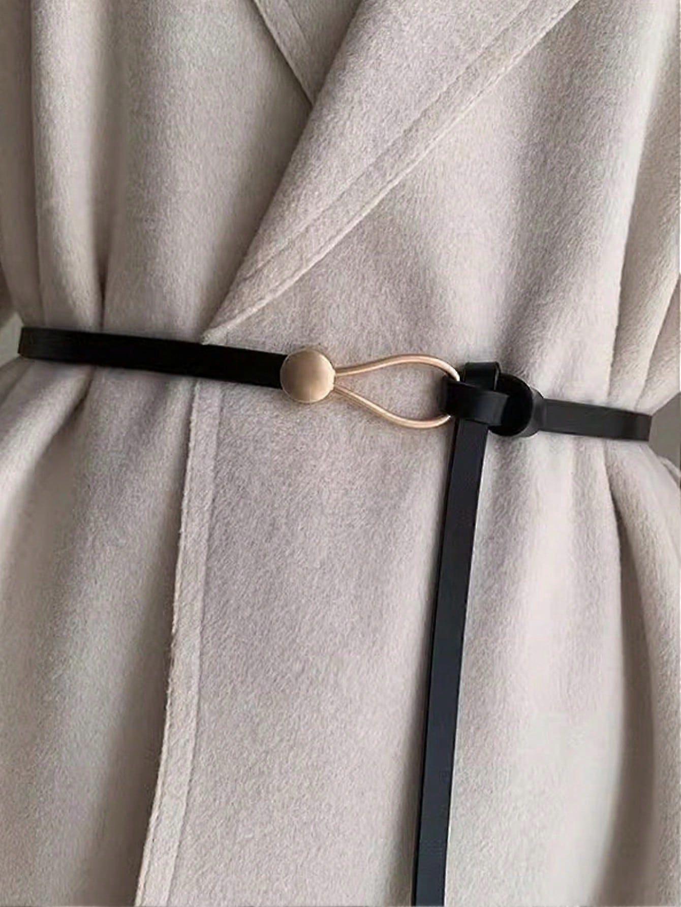 1pc Brown Women's Knotted Skinny Belt, Suitable For Dress, Suit, Sweater, Decorative Waist Belt