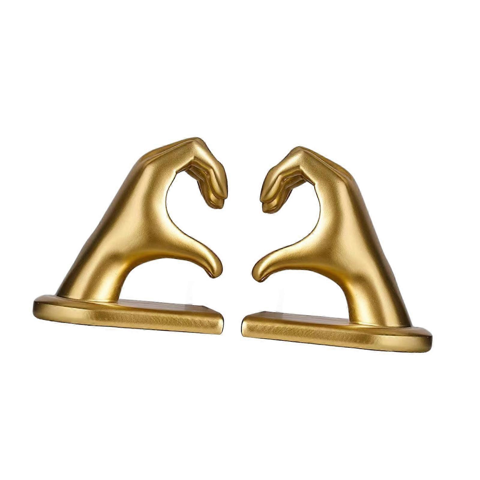 Heart Hand Bookends Ornament Decorative Bookends for Cabinet Desk Bookshelf