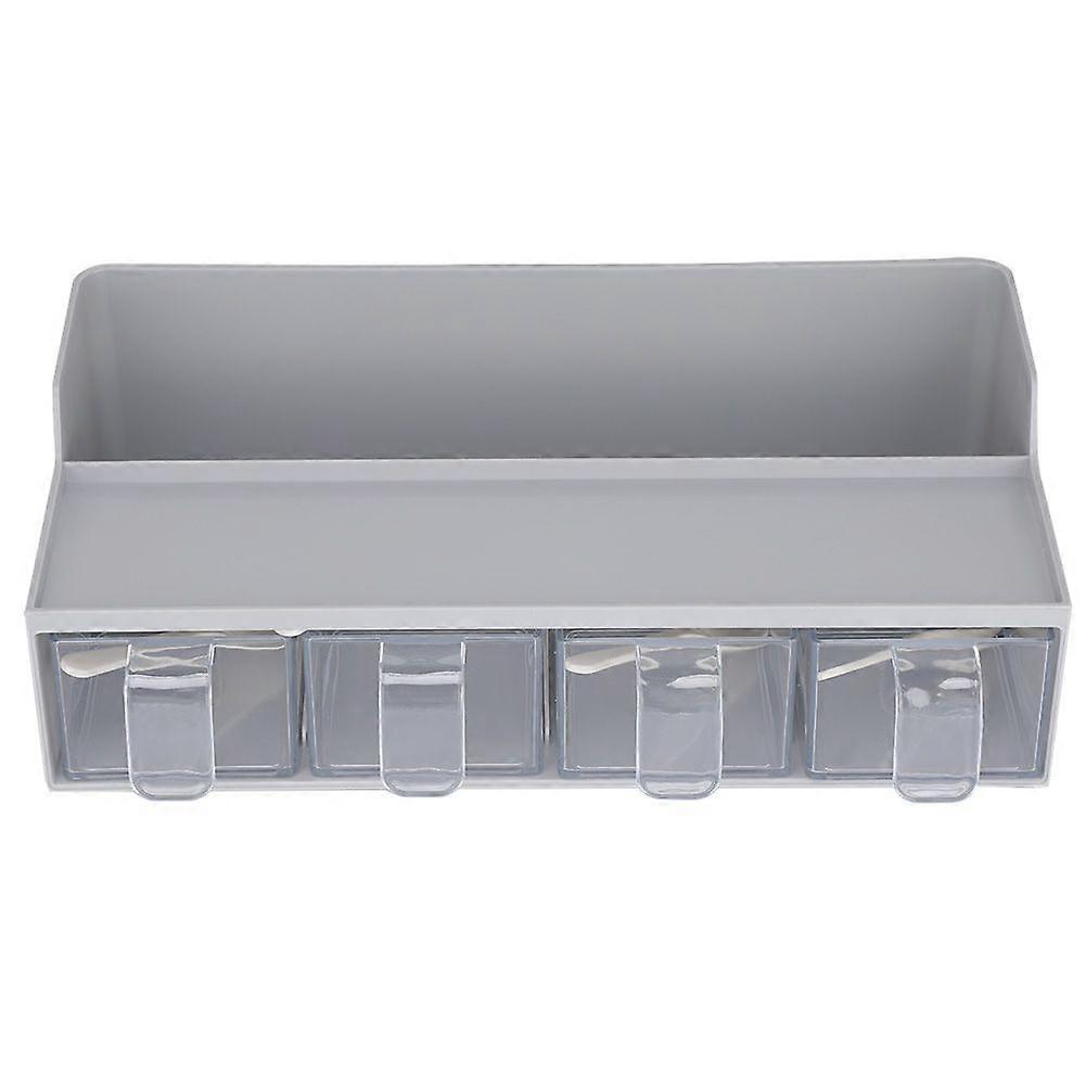 Clear Seasoning Box Condiment Storage Containers 4 Pcs Acrylic Spice Jars Dispenser Gray