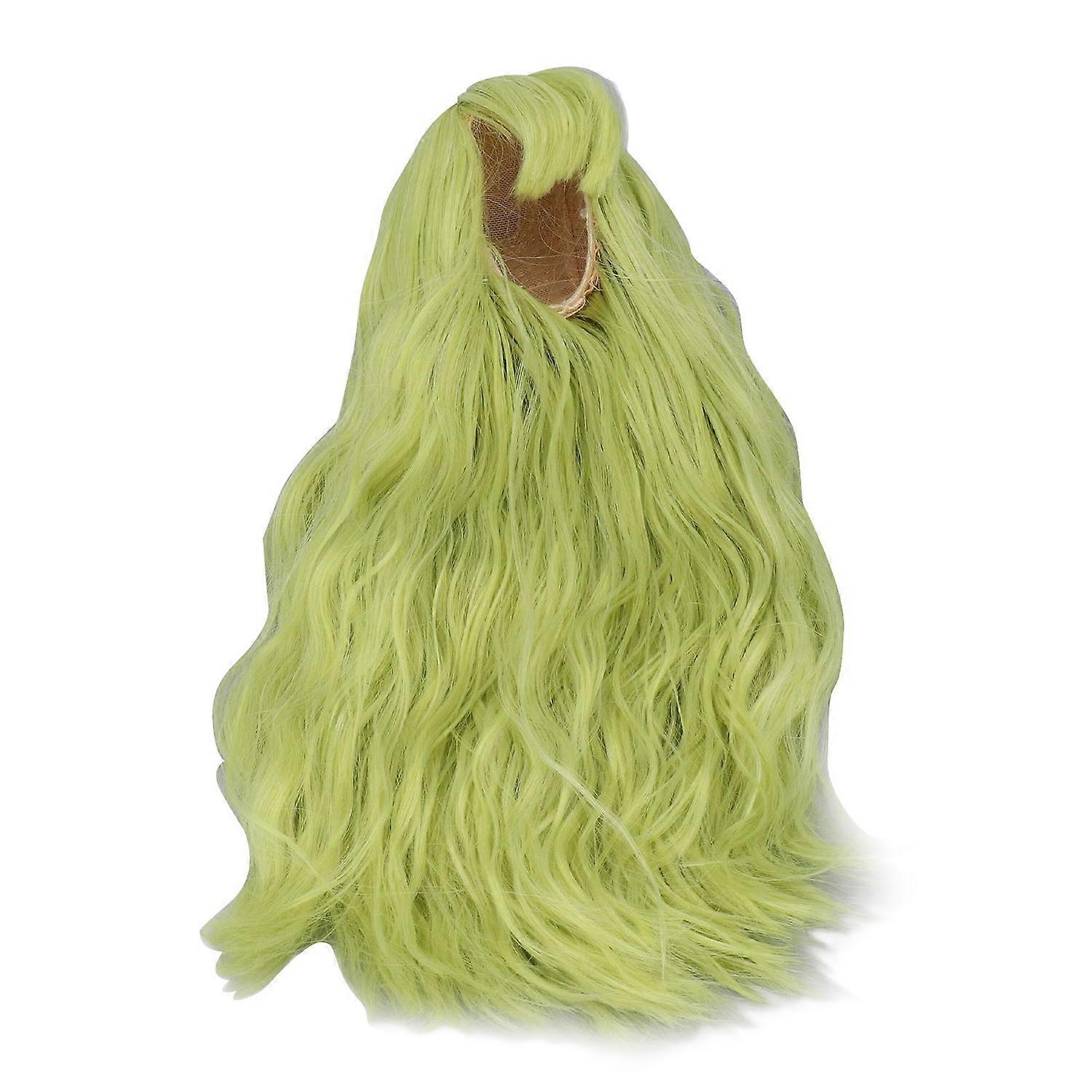 Doll Long Wig Soft Silk Mesh Cloth Simulated Scalp Flat Bang Green Artificial Hair for Ball Jointed