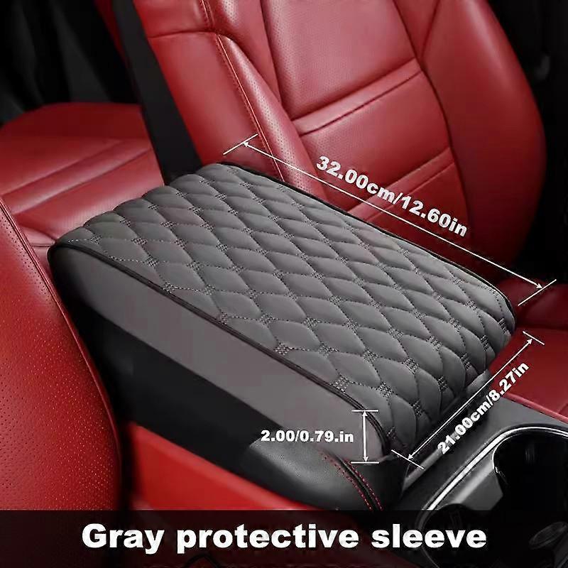 SEAMETAL Car Armrest Cushion PU Leather Memory Foam Center Console Armrest Cover Pad With 2 Storage Pockets Armrest Support