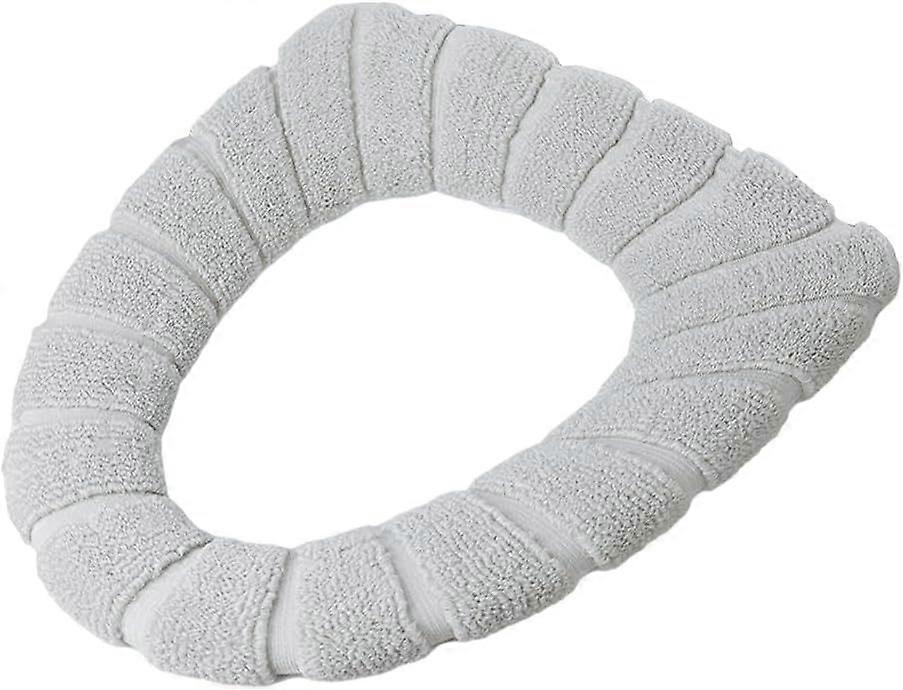 Grey Comfortable O Shape Toilet Seat Mat for Bathroom - Soft Warm Commode Chair Pad