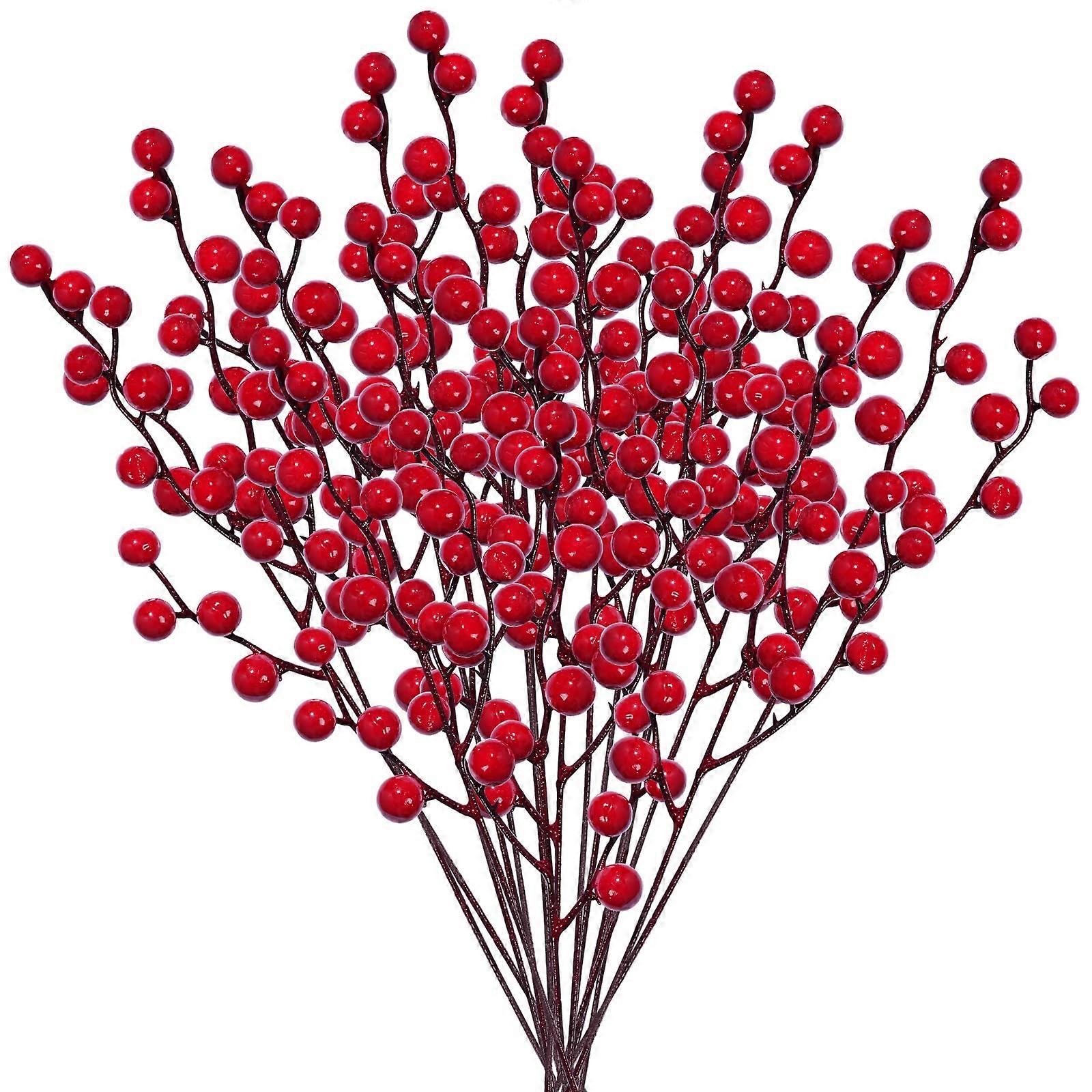 12 pack artificial red berry stems for christmas decor