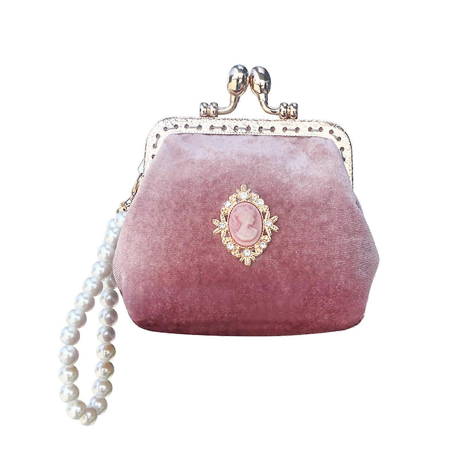 Retro Pearl-Strap Coin Purse for Women - Vintage Style Small Wallet in Soft Material with Classic Design and Elegant Color Options