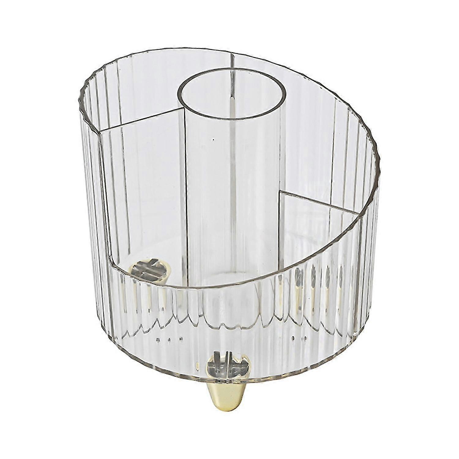 Makeup Brush Box Large Capacity Smooth Edge Lightweight Transparent 4-Grids Pen Holder Desktop