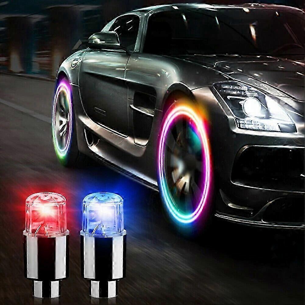 A Pair Car Wheel Tire Tyre Air Valve Stem Led Light Covers Various Colors Cool Decorative Lightsmotor Vehicle Lighting