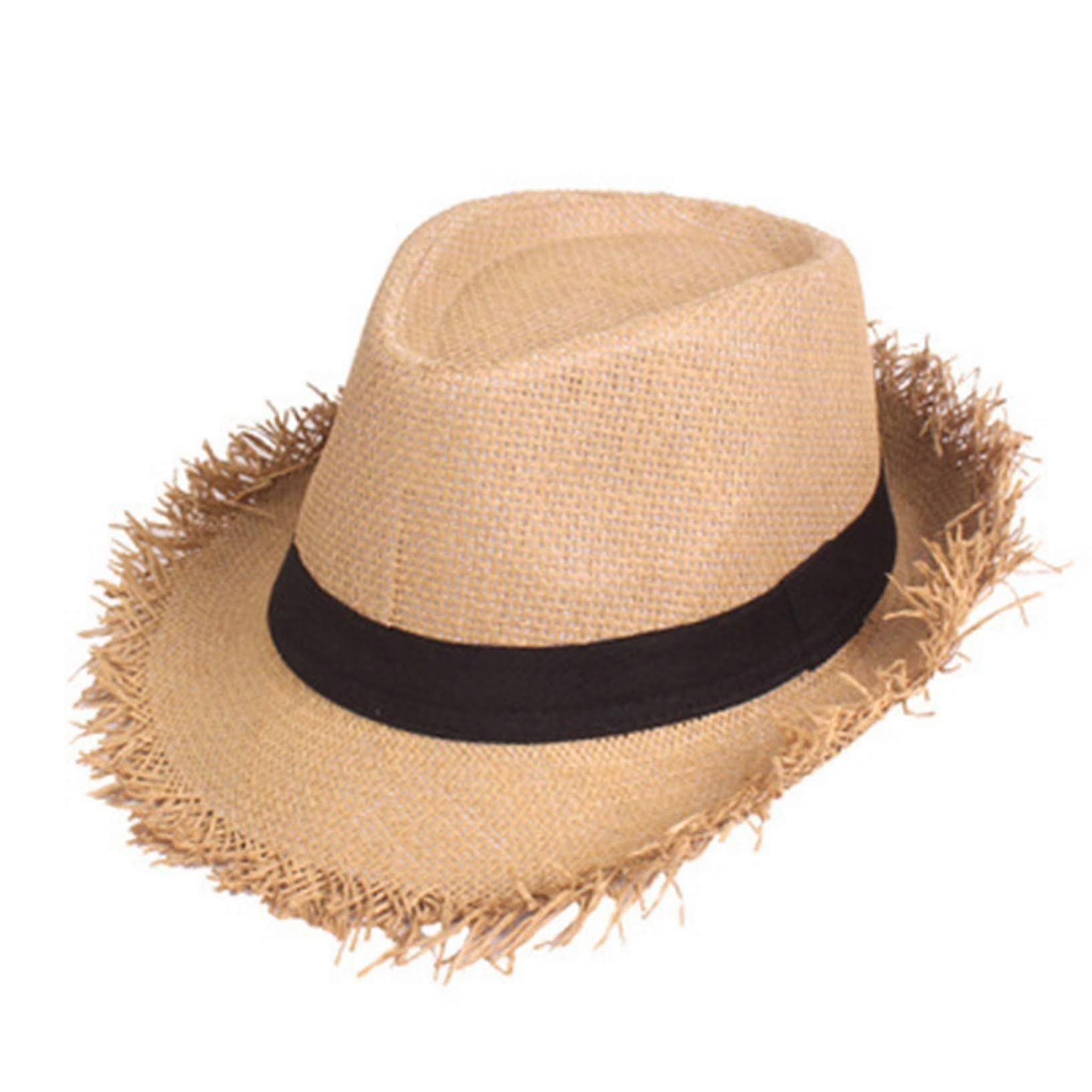 Breathable Sun Protection Solid Color Crimp Brim Raffia Hat for Outdoor Work Travel Beach