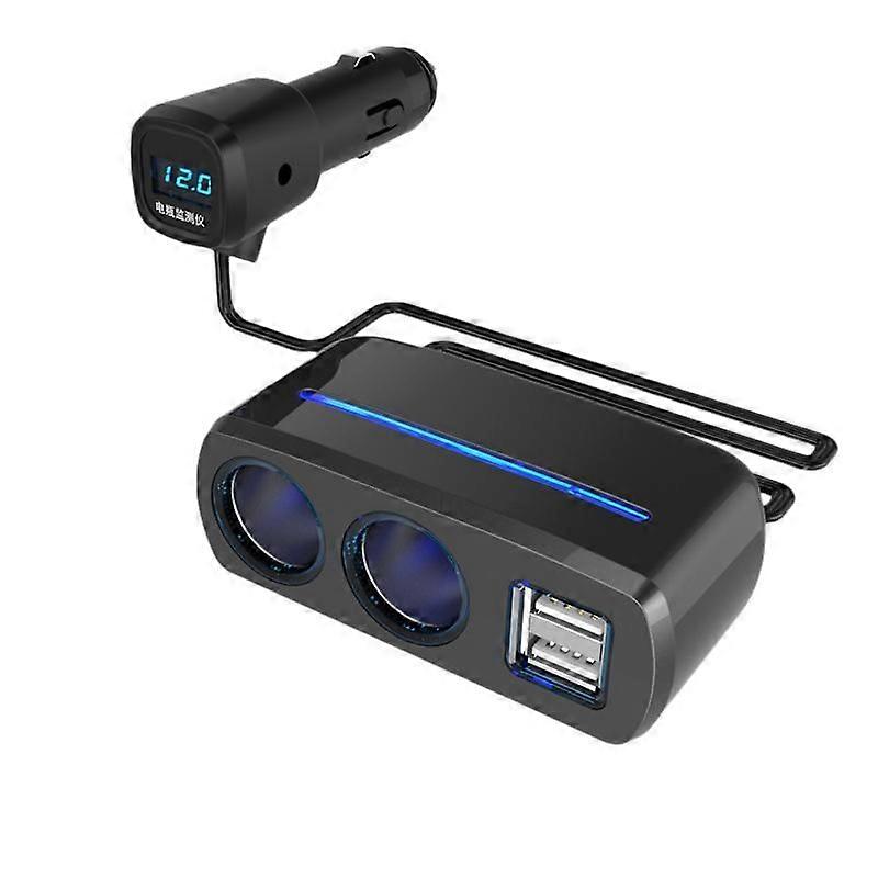 Car cigarette lighter one-to-three multi-function socket one-to-two power distributor conversion plug car charger-black SD-1928C