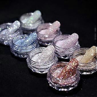 8 Bottles/Set Rainbow Glitter Nail Crystal Diamond Powder Micro Glass Glitter Pigment for Manicure Decoration