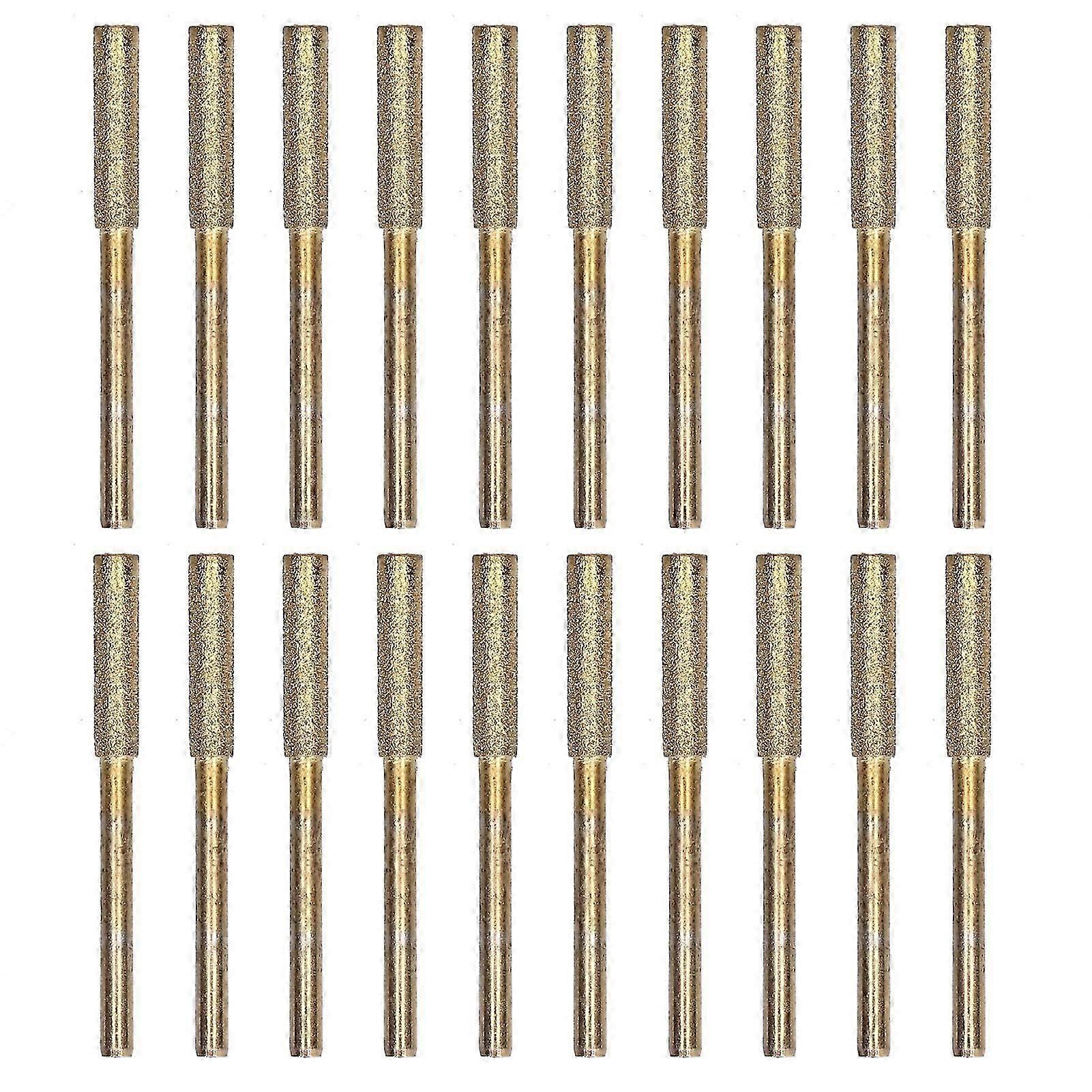20Pcs Chainsaw Sharpener Burr Grinding Head Rotating File Sharpening Tool Set KitGold 4mm