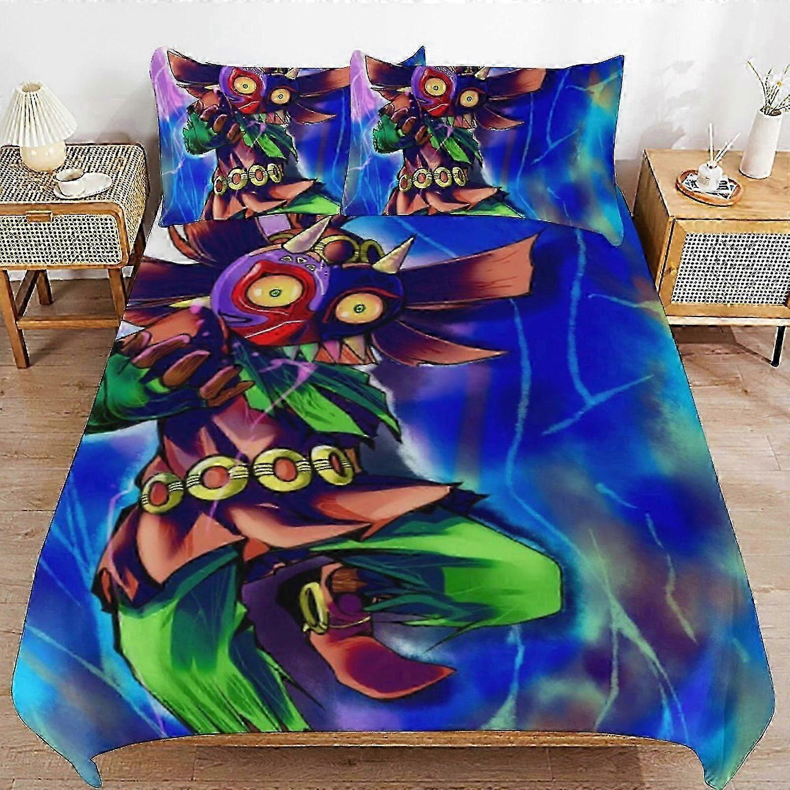 n1599 Lençóis A Lenda de Zelda Conjunto de EdredomConjunto de Capa de Colcha de 3 Peças Roupa de Cama Macia Se para Todas as Estações (1 Capa de Edredom e 2 Fronhas) Cama Shee