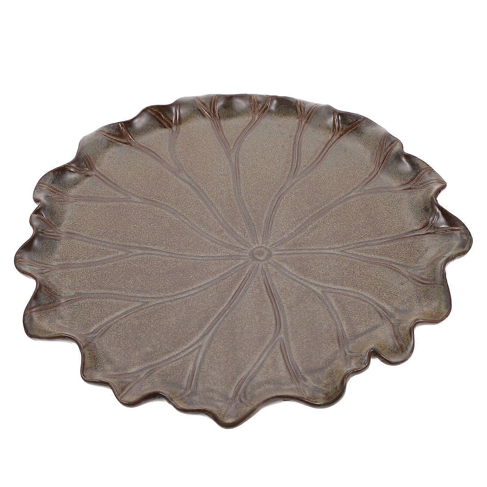 1Pc Ceramic Flowerpot Tray Bonsai Base Balcony Succulent Pot Lotus Leaf Tray