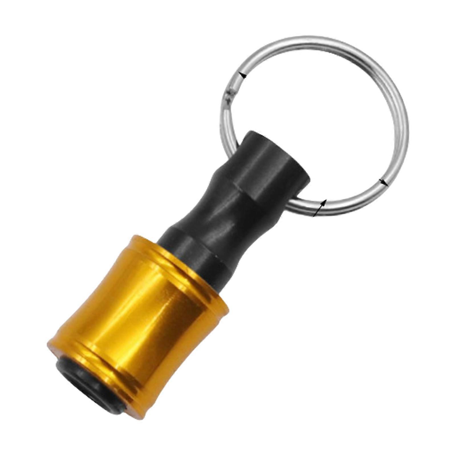 Portable 1/4Inch Hex Shank Screwdriver Bit Holder Keychain Quick Changes Drill Bit Socket Adapter Bit Tool Gift for Men Yellow