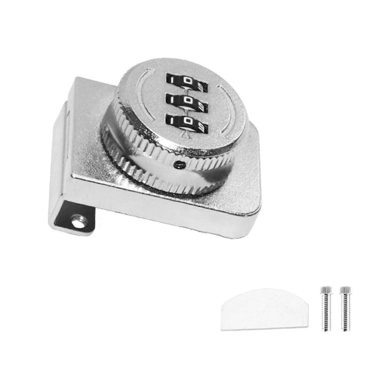 3Digit Combination Closet Lock Mechanical Password Drawer Lock Glass Cabinet Keyless Lock with Code Easy to Install  Silver