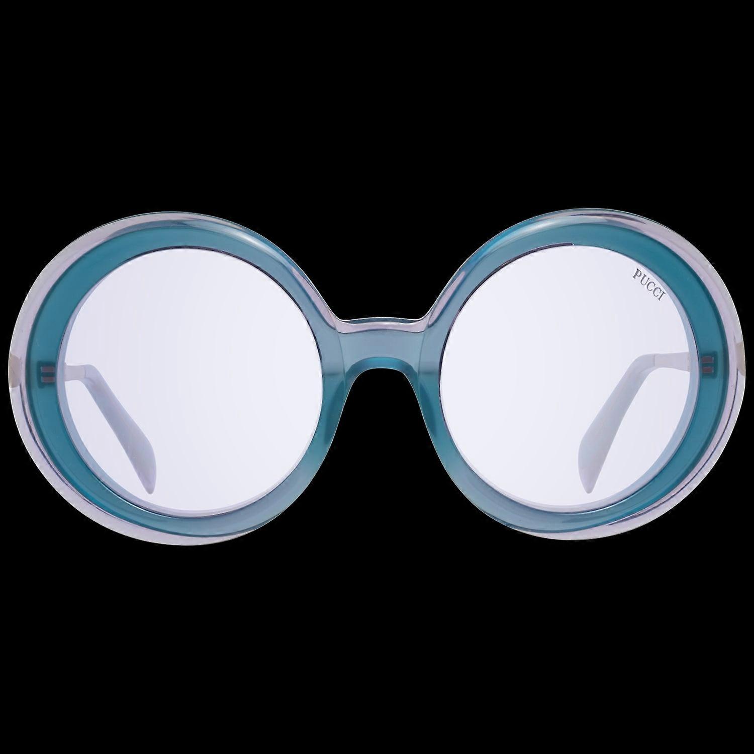 Emilio Pucci Ep0110 5780y Women's Round Sunglasses – Turquoise Frame, Purple Lenses, Ø 57mm
