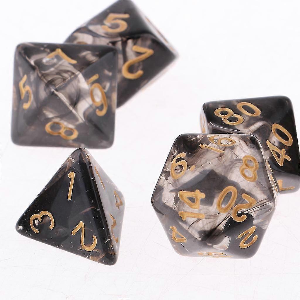 7-Piece Clear Plastic Numbered Multi-Sided Dice Set Style1
