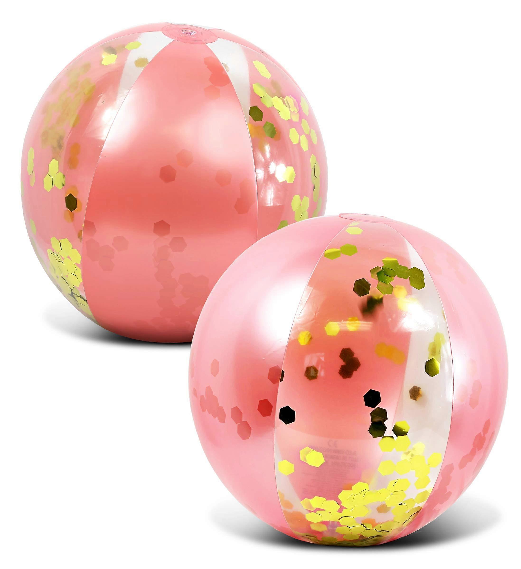 16 Inch Inflatable Glitter Beach Ball Colorful Design for Summer Pool Parties and Beach Fun