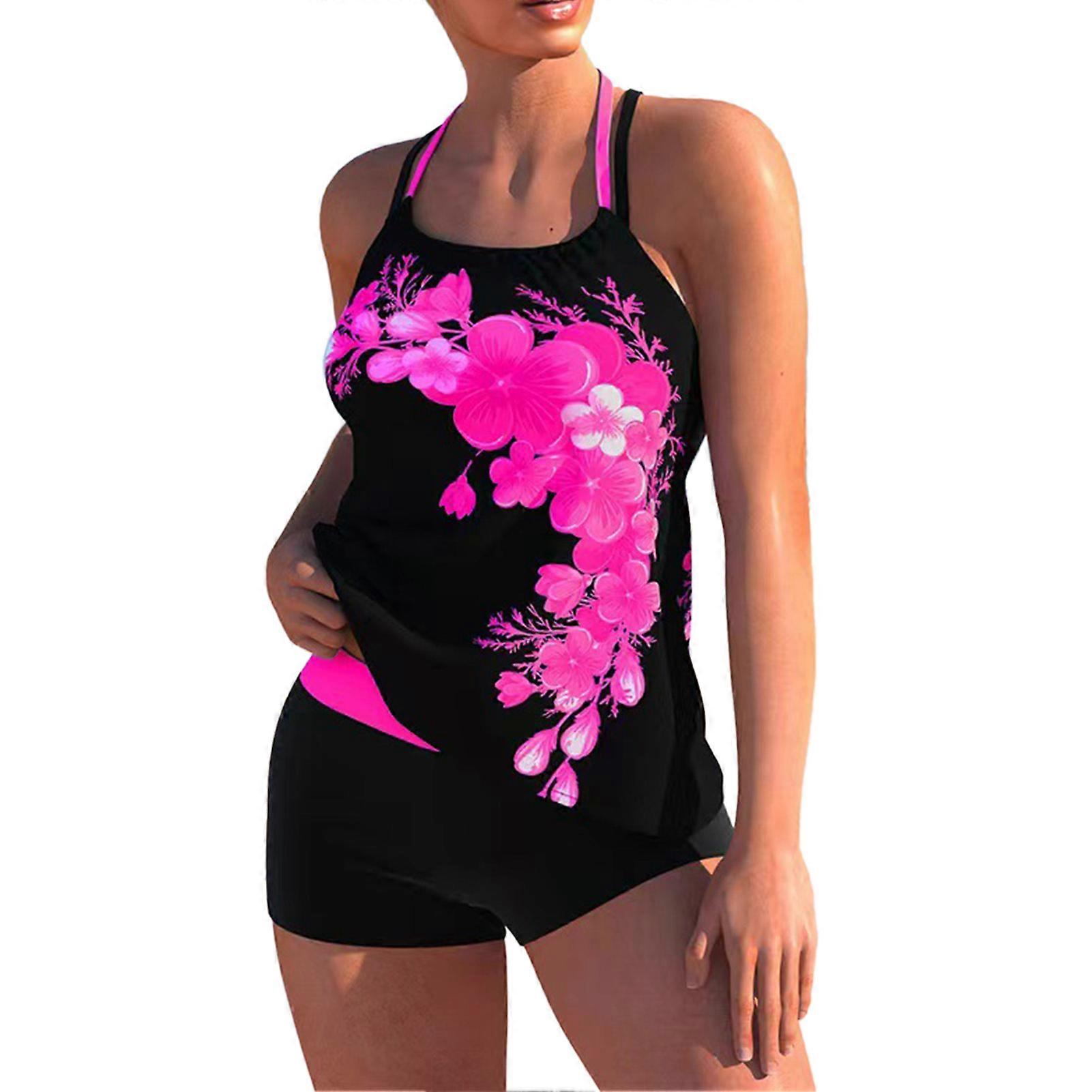 Dame Badetøj Mode Blomsterprint Snor Snøring Crossover Snor Todelt Badedragter