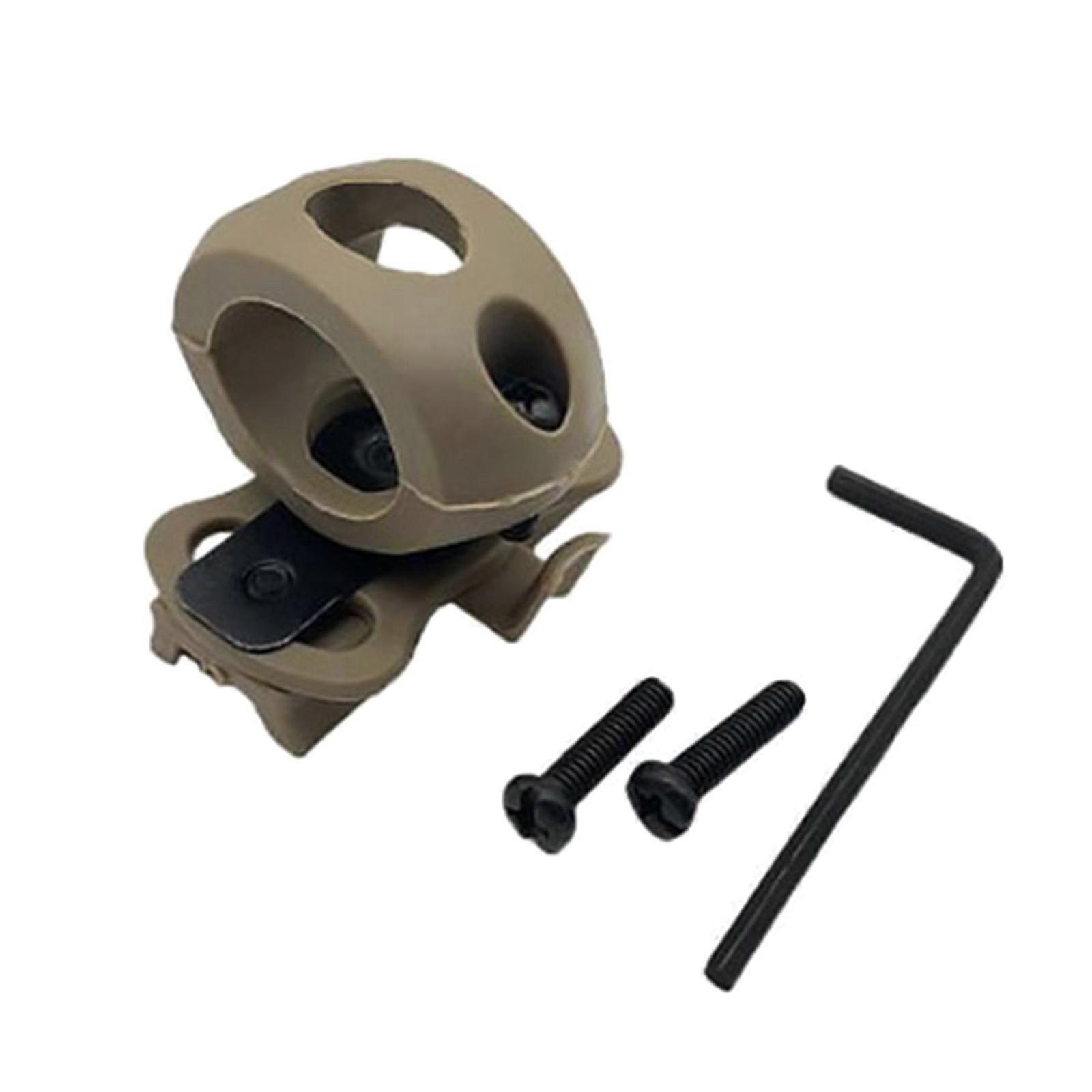 Quick Release Flashlight Holder Clamp for Helmet Rail, Helmet Flashlight Torch Mount Clamps 60 Degree Adjustable Sand color