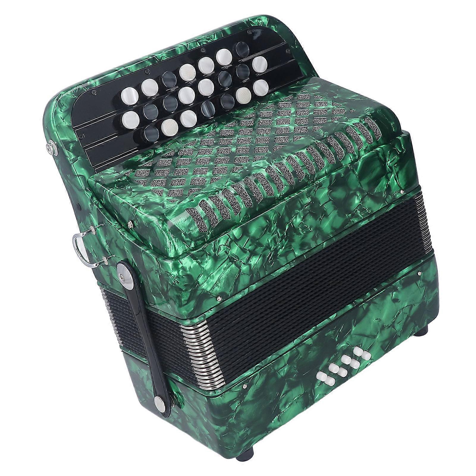 22 מפתח 8 בס אקורדיון מקצועי נגד החלקה כפתור רגיש אקורדיון כלי נגינה עם רצועה ירוקה 