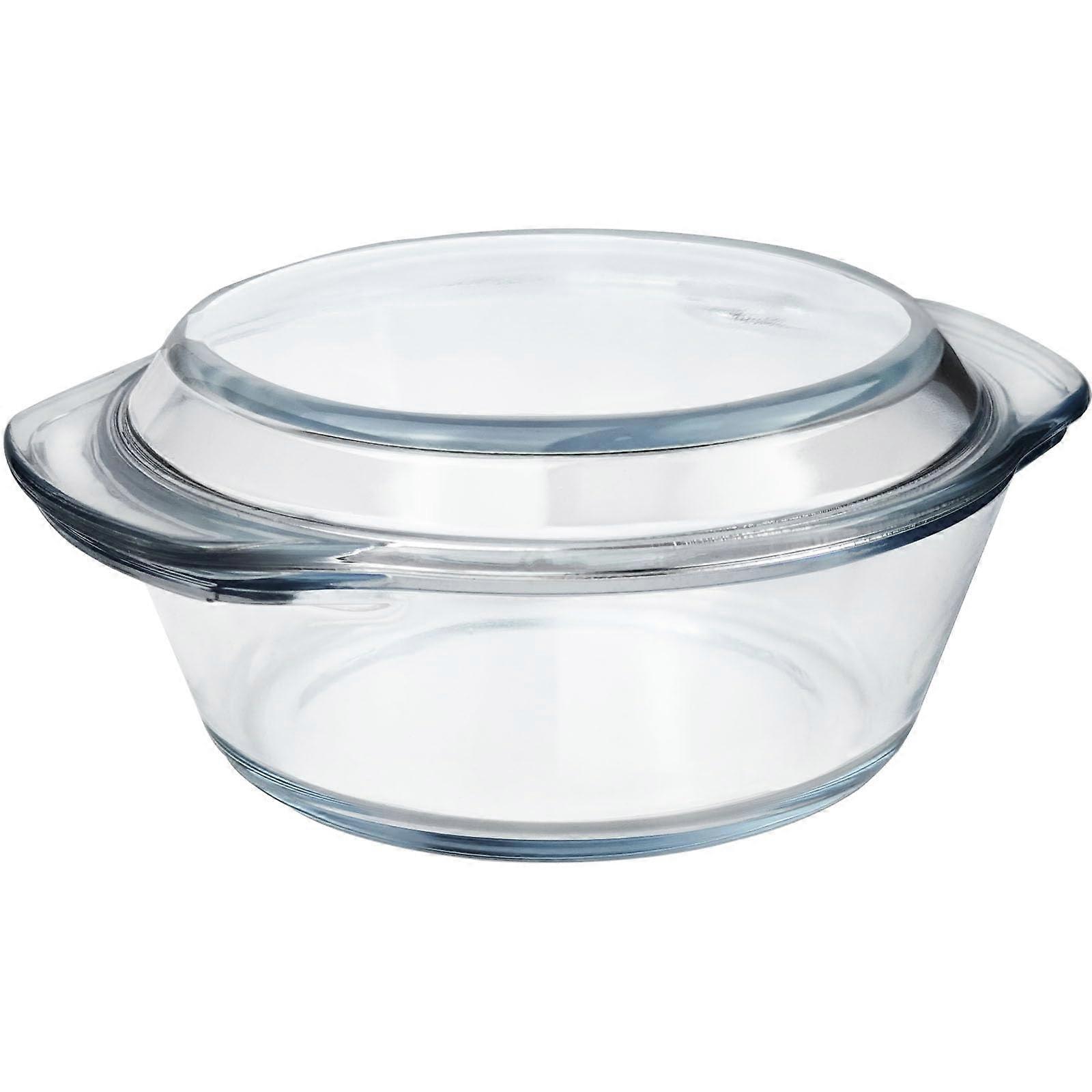 Small Glass Covered Casserole Dish Microwavable Oven Safe Easy Grab for Oven Baking 1L