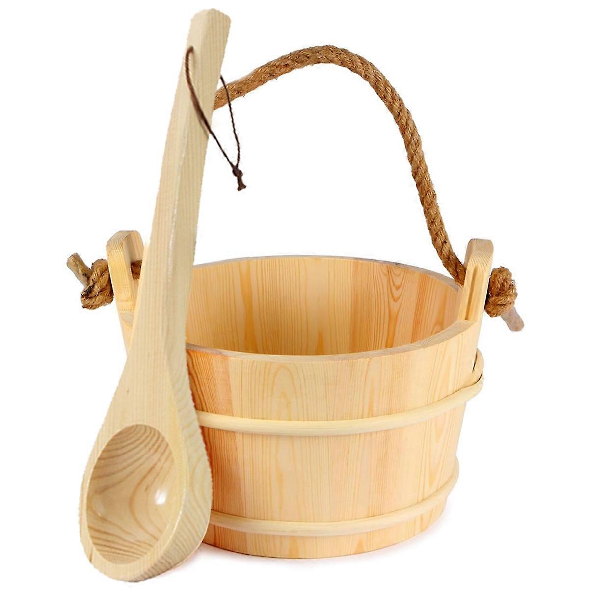Sauna Bucket and Ladle Set,Sauna Bucket and Sauna Ladle,Sauna Accessories Handmade From Pine Wood